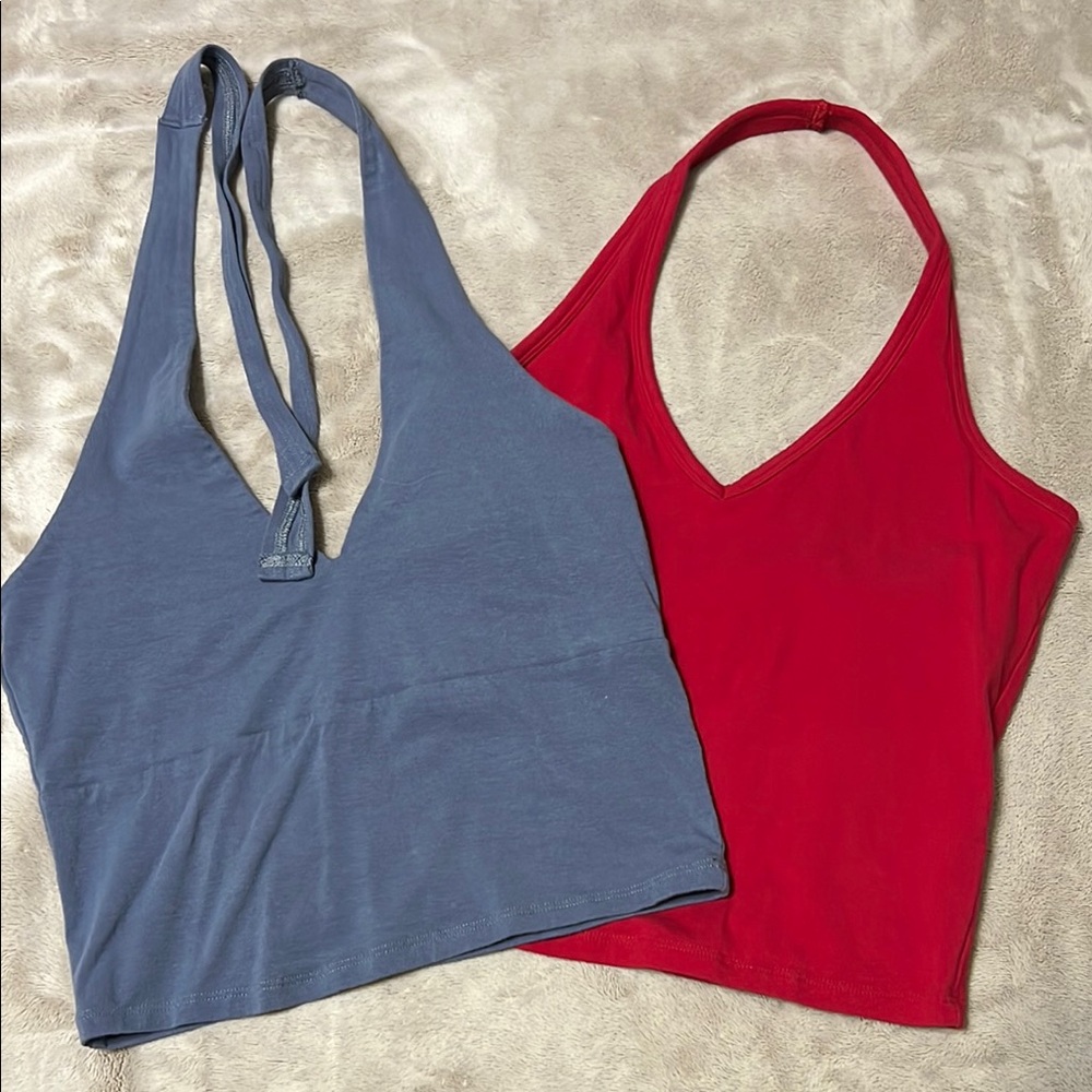 Blue and Red Halter Tops
